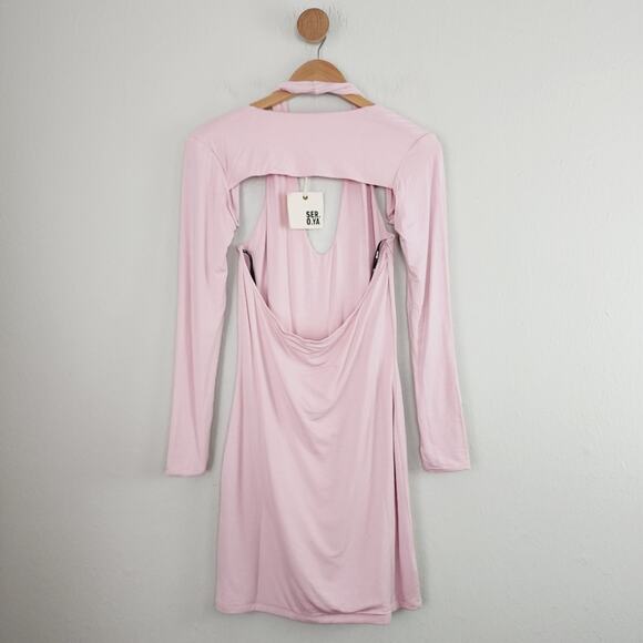 NEW SER.O.YA Retrofete Lana Two-Piece Halter Mini Dress Pastel Pink - Picture 9 of 11